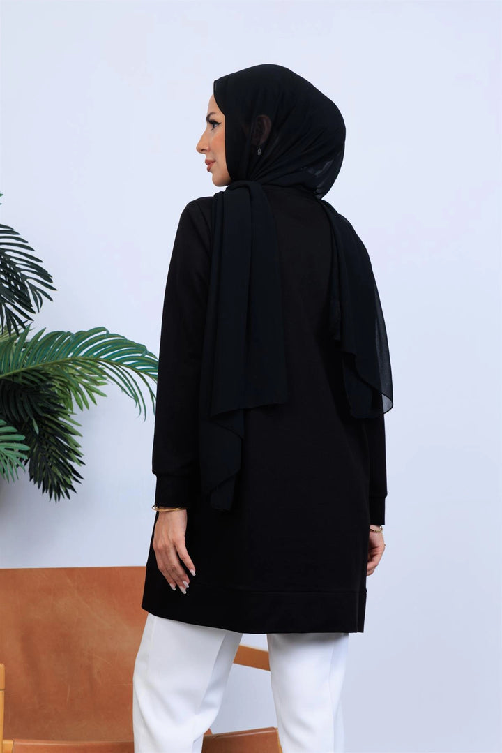 YAZI NAKIŞLI SWEATSHIRT Siyah