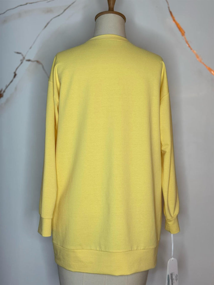 SIRA TAŞLI NAKIŞLI SWEATSHIRT Sarı