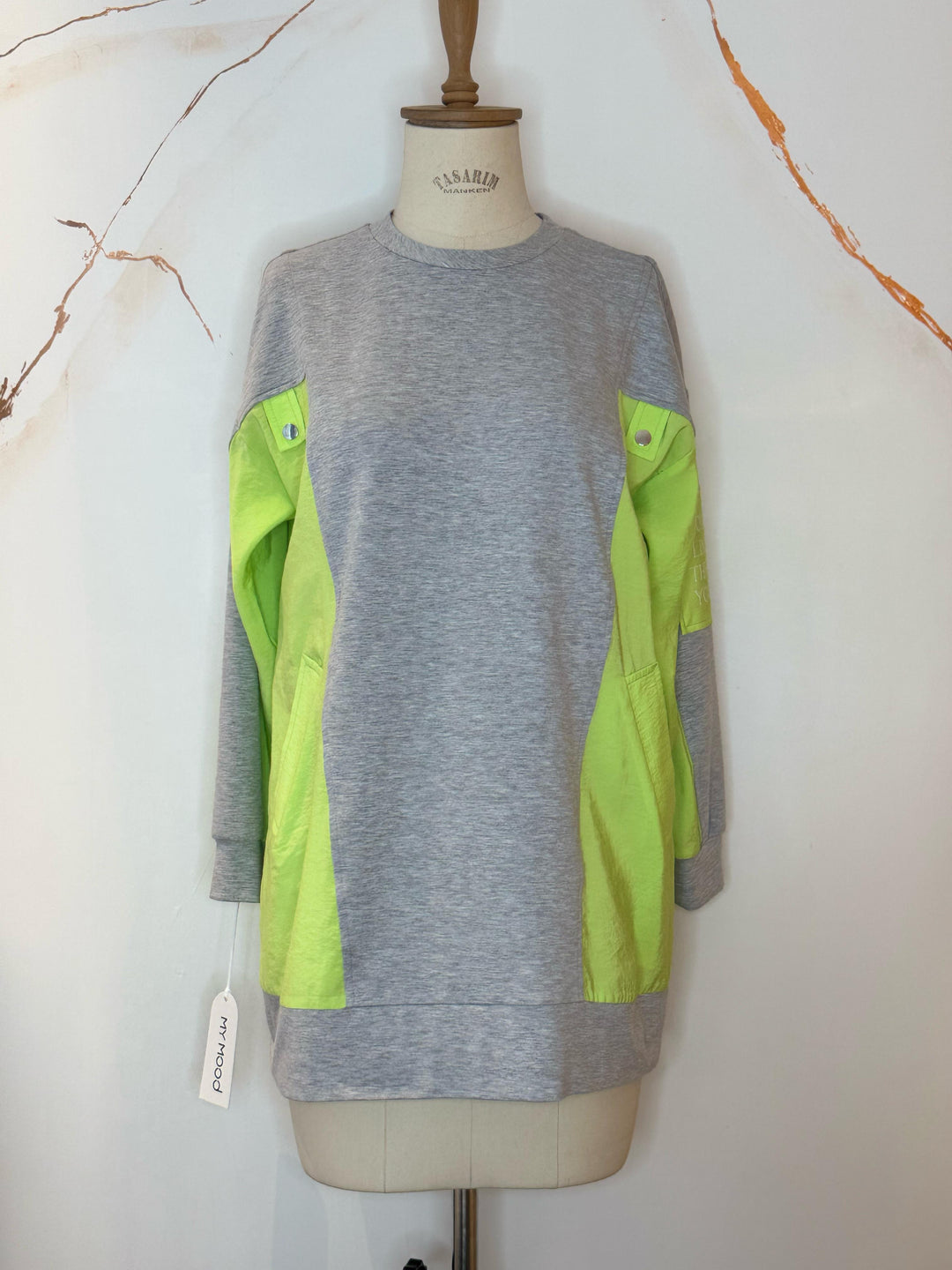 GARNİLİ CEPLİ SWEATSHIRT Lime