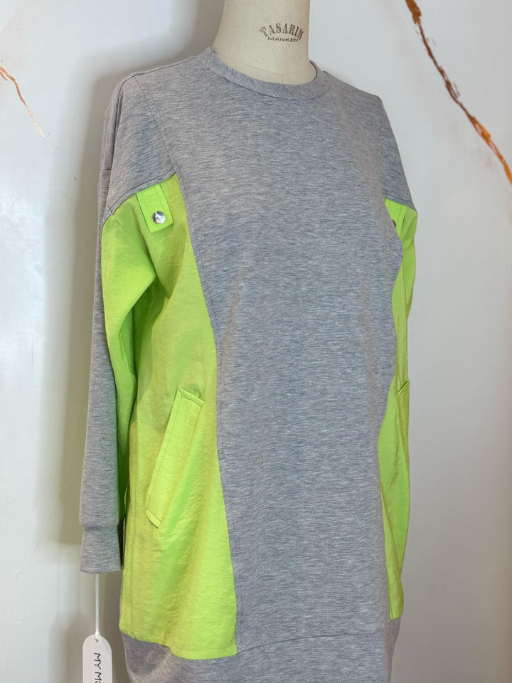 GARNİLİ CEPLİ SWEATSHIRT Lime