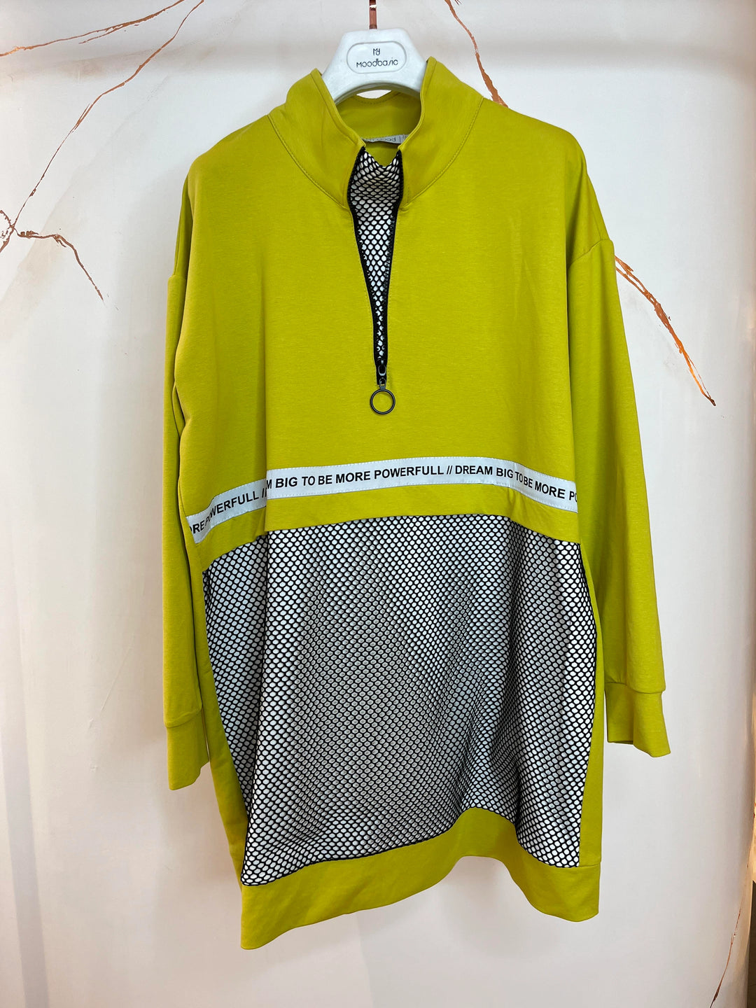 DİK YAKA FİLELİ SWEATSHIRT Olive