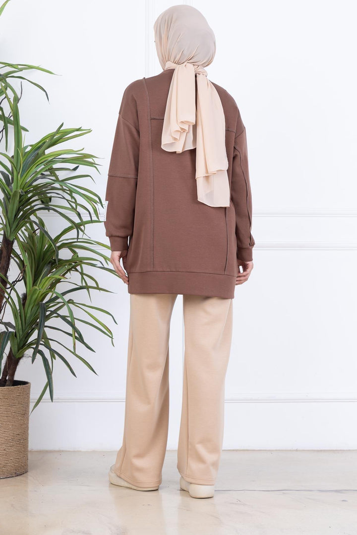KOL ETİKET DETAYLI SWEATSHIRT Vizon
