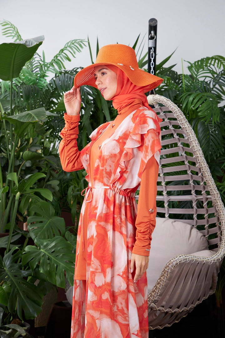 DESEN BASKILI PAREO Orange