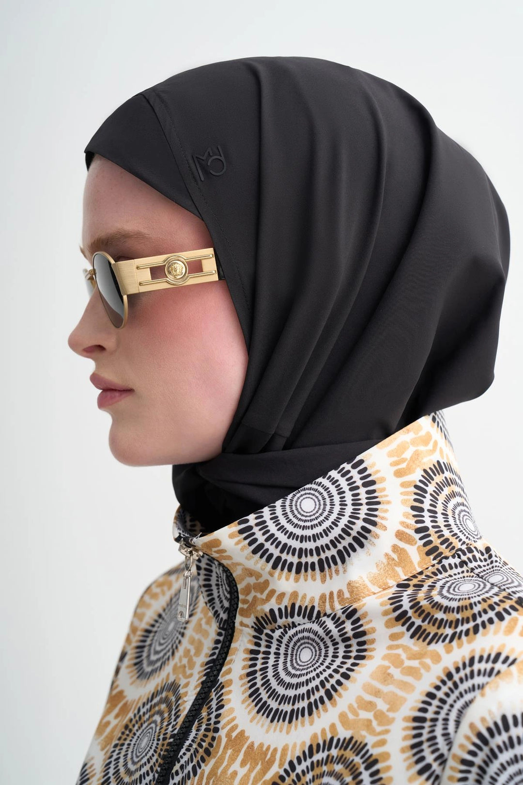 GOLD DESENLİ PAREOLU TESETTÜR MAYO Siyah