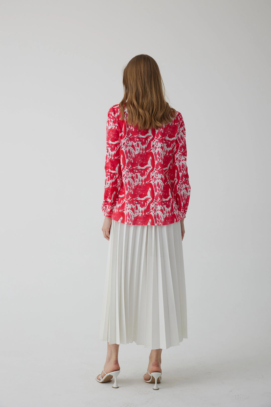 CREPE PLEATED SKIRT Ecru