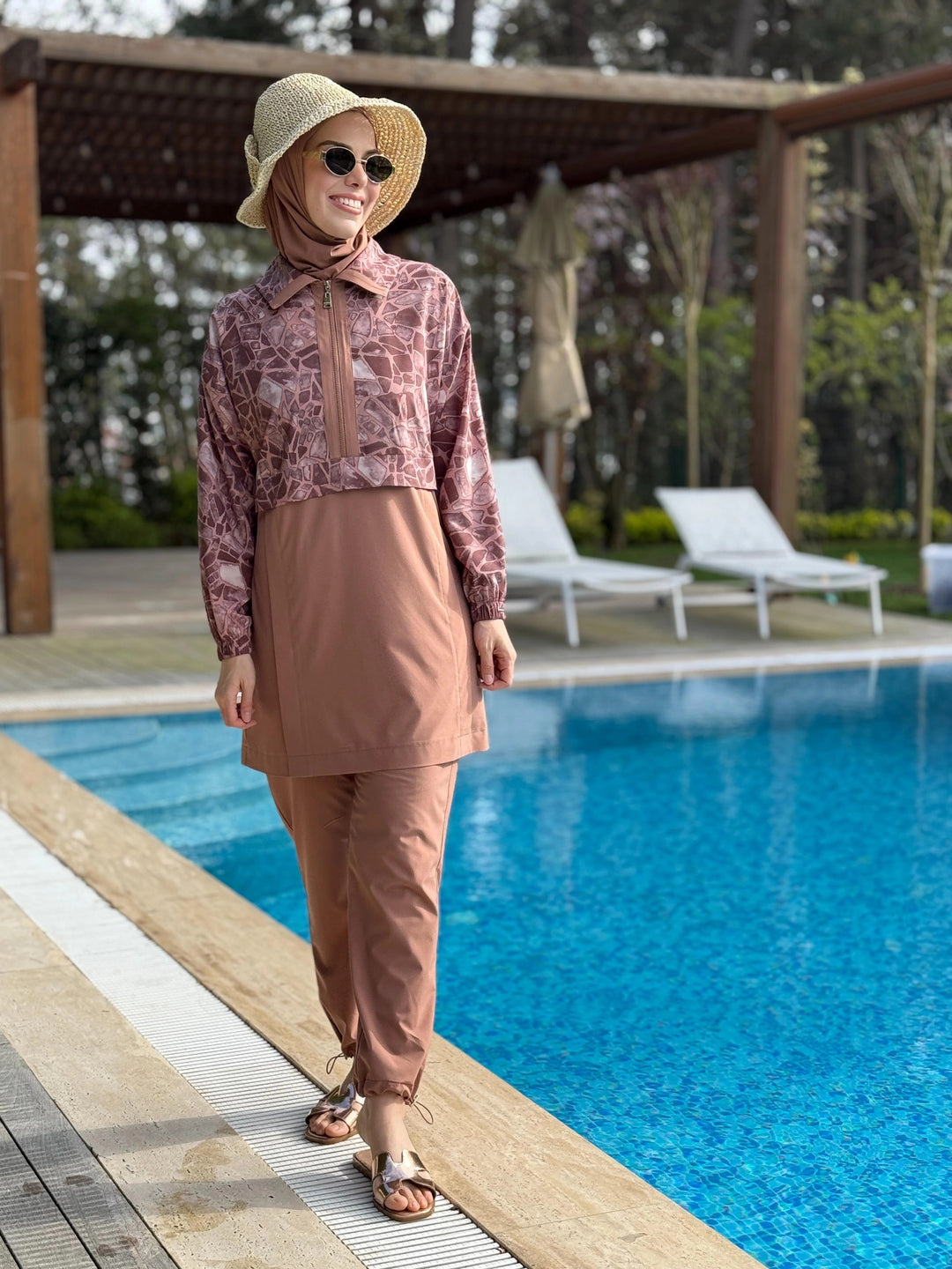 TAŞ DESENLİ TESETTÜR MAYO Mocha