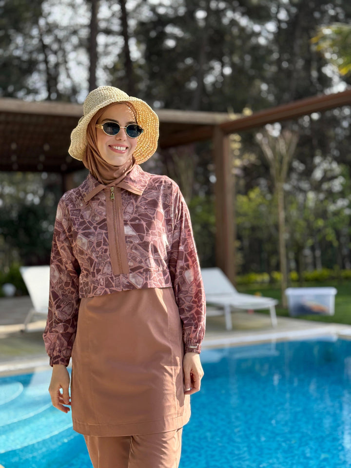 TAŞ DESENLİ TESETTÜR MAYO Mocha