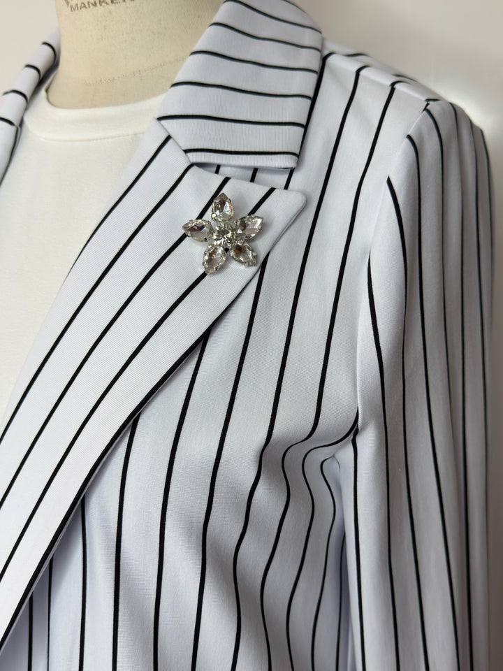 TAŞLI ÇİZGİLİ BLAZER CEKET Siyah Çizgili