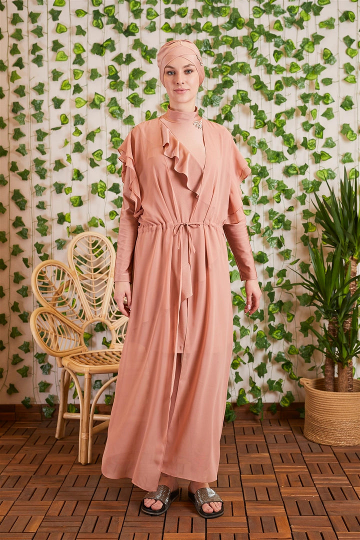VOLANLI ŞİFON PAREO Rose