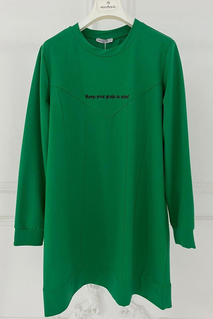 YAZI NAKIŞLI SWEATSHIRT Yeşil