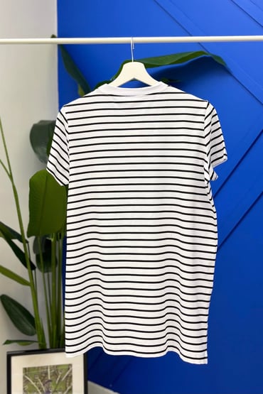YAZILI ÇİZGİLİ T-SHIRT Siyah Çizgili